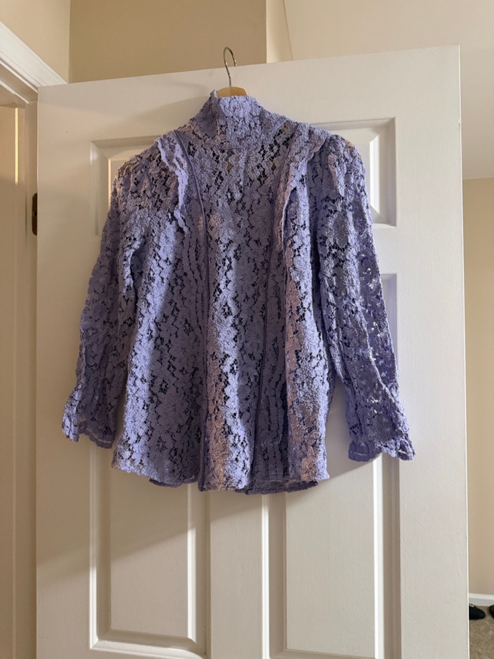 Smythe Lavender Lace High-Neck Blouse